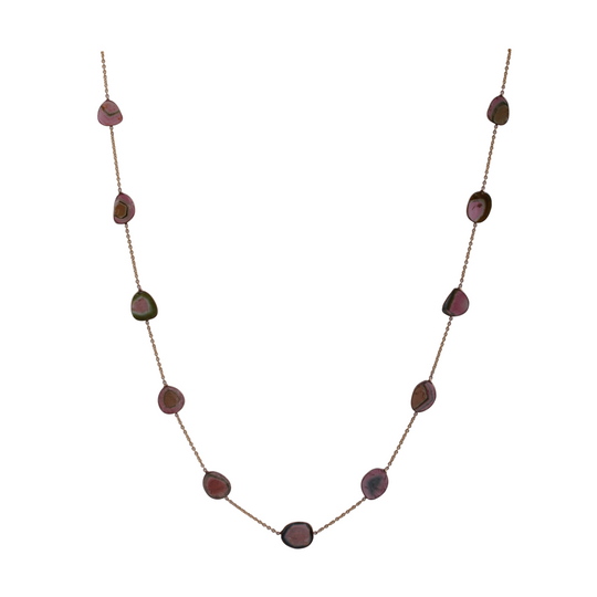 Tresor Collection - Watermelon Tourmaline Mixshape Necklace in 18k Yellow Gold