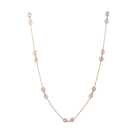 Tresor Collection - Rainbow Moonstone Round Necklace in 18k Yellow Gold