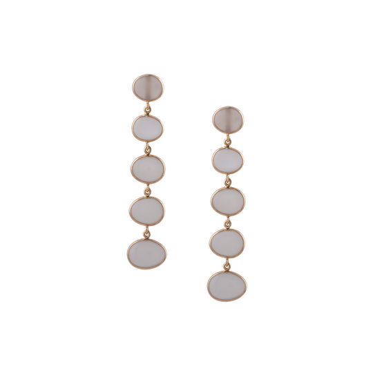 Tresor Collection - White Moonstone Earring in 18k Yellow Gold