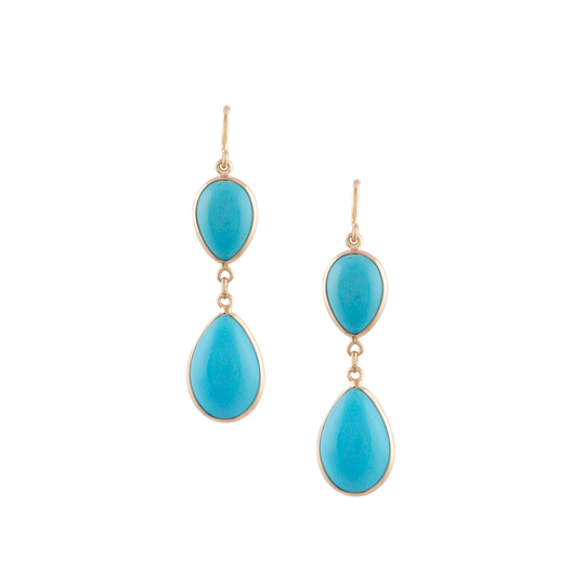 Tresor Collection - Turquoise Pear Shaped Earring in 18k Yellow Gold