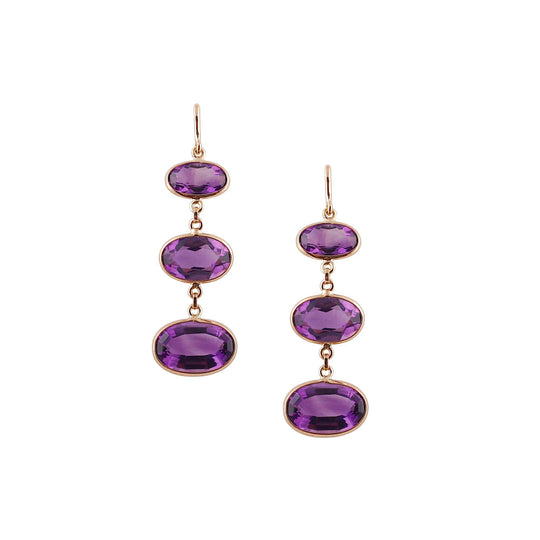 Tresor Collection - Amethyst Oval Earring in 18k Yellow Gold
