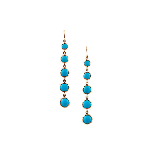Tresor Collection - Turquoise Round Earring in 18k Yellow Gold