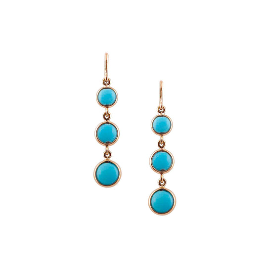 Tresor Collection - Turquoise Round Earring in 18k Yellow Gold