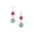 Tresor Collection - Aquamarine & Ruby Round Earring in 18k Yellow Gold