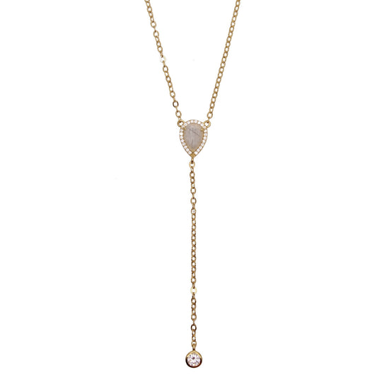 Teardrop Pave Lariat Necklace                                  Moonstone