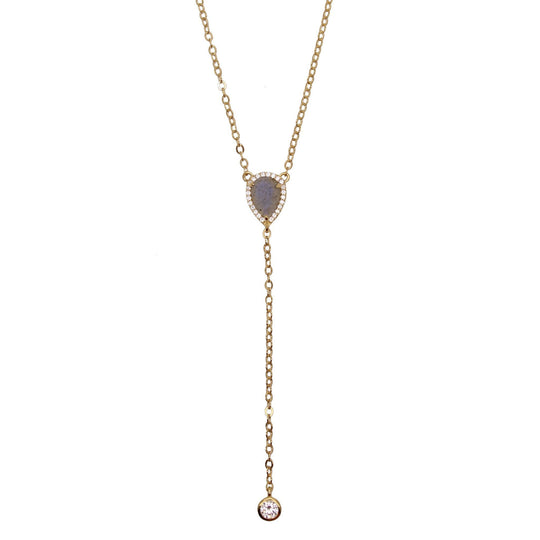 Rachael Ryen -  Teardrop Pave Lariat Necklace                                  Labradorite