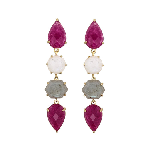 Rachael Ryen -  Colorblock Gemstone Drops - Raspberry