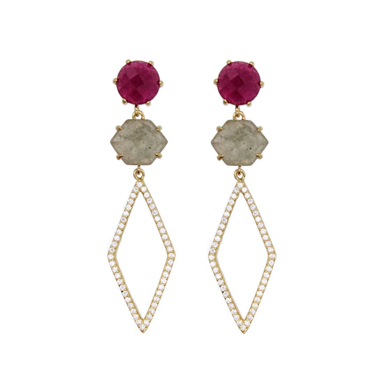 Pronged Pave Drops - Rubellite Jade (as seen in O Magazine)