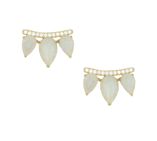 Gemstone Wing Studs - Moonstone