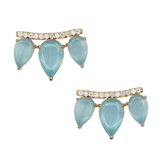 Gemstone Wing Studs - Aqua