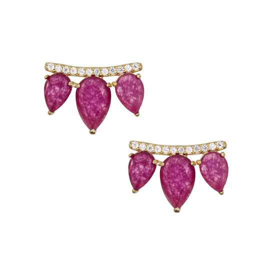 Rachael Ryen -  Gemstone Wing Studs - Rubellite Jade