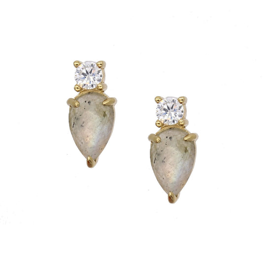 Rachael Ryen -  Teardrop Stacked Stud - Labradorite