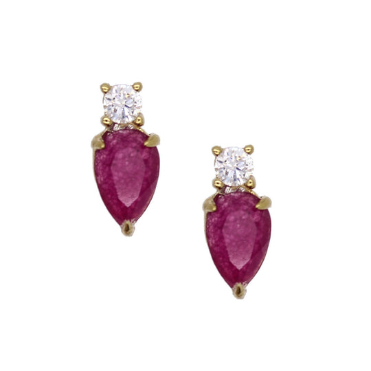 Teardrop Stacked Stud - Tourmaline Jade