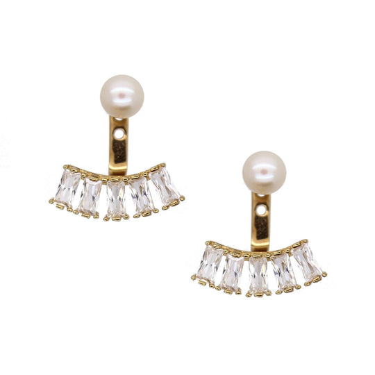 Pearl Baguette Ear Jackets