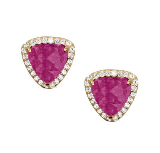 Trillion Pave Earrings              Magenta Jade