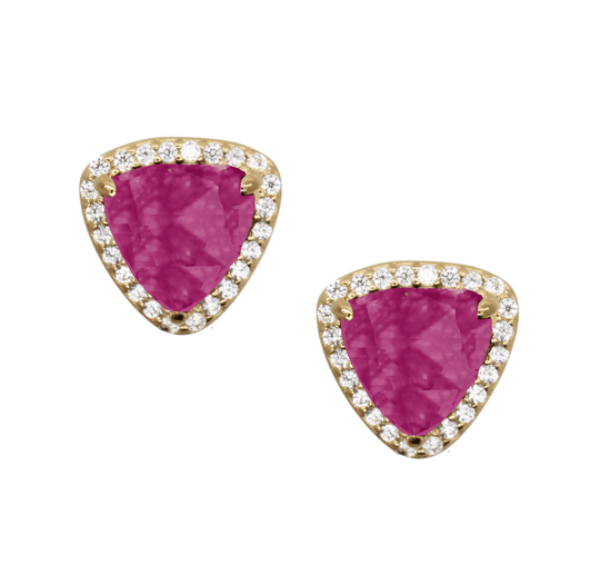 Rachael Ryen -  Trillion Pave Earrings              Magenta Jade