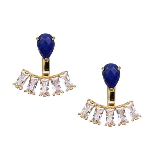 Rachael Ryen -  Teardrop Baguette Ear Jackets - Lapis