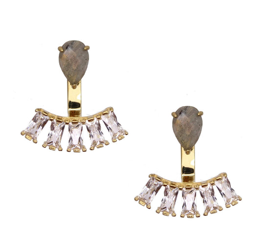 Rachael Ryen -  Teardrop Baguette Ear Jackets - Labradorite