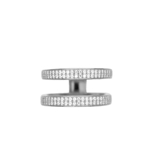 Layered Pave Ring - Silver