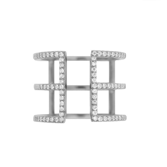 Rachael Ryen -  Pave Cage Ring  - Silver