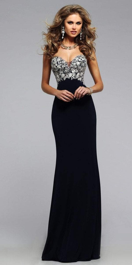 Strapless Lace Appliqued Sweetheart Long Evening Gown s7715