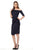 Jovani - 1035 Quarter Length Sleeve Knee Length Sheath Dress In Blue