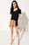 FENIA Black Tie Front Tee | FENIA Tee-shirt noir noué à l'avant