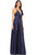 Eureka Fashion - 8807 Deep V-neck Shimmer A-line Gown In Blue