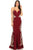 Eureka Fashion - 8090 Embroidered Deep Sweetheart Mermaid Dress In Red