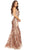 Eureka Fashion - 7335 Sequined Mesh Bateau Mermaid Dress in Pink and Gold