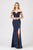 Eureka Fashion - 8133 Beaded Lace Off-Shoulder Trumpet Dress In Blue