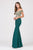 Eureka Fashion - 7012 Appliqued Bodice Off Shoulder Long Gown In Green and Gold