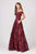 Eureka Fashion - 6733 Sequined Deep Off-Shoulder Velvet A-line Dress In Red