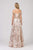 Eureka Fashion - 6733 Sequined Deep Off-Shoulder Velvet A-line Dress In Pink and Gold