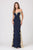 Eureka Fashion - 7006 Lace Embellished Off-Shoulder Mermaid Gown In Blue and Gold