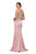 Eureka Fashion - 7012 Appliqued Bodice Off Shoulder Long Gown In Pink and Gold