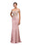 Eureka Fashion - 7012 Appliqued Bodice Off Shoulder Long Gown In Pink and Gold