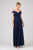 Eureka Fashion - 7611 Long Ruche-Textured Bodice A-Line Gown In Blue