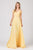 Eureka Fashion - 7611 Long Ruche-Textured Bodice A-Line Gown In Yellow