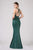 Eureka Fashion - 8010 Shimmer Jersey Halter V-neck Mermaid Dress In Green