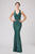 Eureka Fashion - 8010 Shimmer Jersey Halter V-neck Mermaid Dress In Green