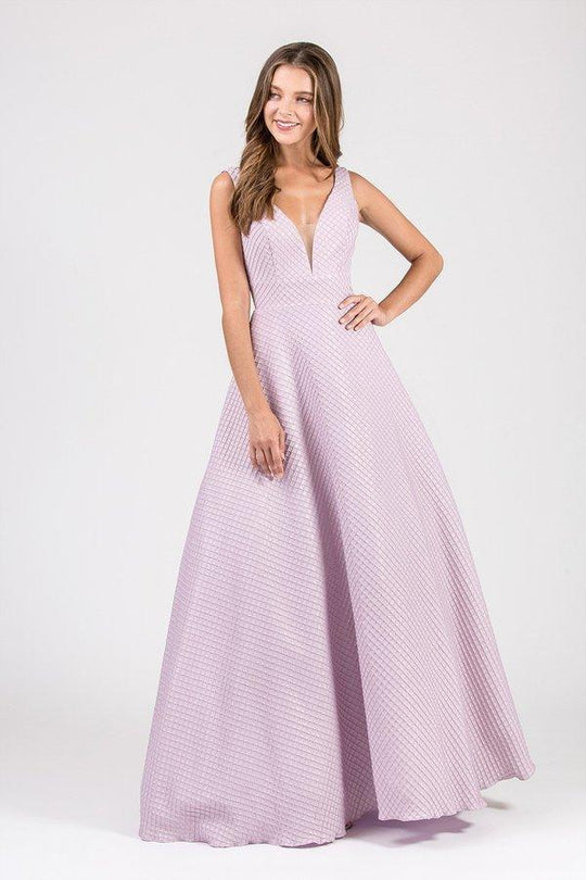 Eureka Fashion - 8332 Deep V-neck A-line Gown In Purple