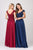 Eureka Fashion - 8611 Embroidered V-neck Chiffon A-line Gown In Red and Blue