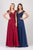 Eureka Fashion - 8611 Embroidered V-neck Chiffon A-line Gown In Red and Blue