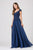 Eureka Fashion - 8611 Embroidered V-neck Chiffon A-line Gown In Blue