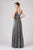 Eureka Fashion - 8706 Embellished V-neck Shimmer A-line Dress In Gray