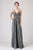Eureka Fashion - 8706 Embellished V-neck Shimmer A-line Dress In Gray