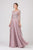 Eureka Fashion - 8909 Quarter Length Sleeve Lace Applique Chiffon Gown In Brown and Neutral