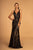Elizabeth K - GL2551 Beaded and Sequin Applique Nude Illusion Gown In Black
