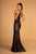 Elizabeth K - GL2551 Beaded and Sequin Applique Nude Illusion Gown In Black